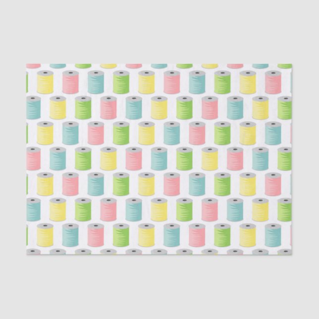 Cute sewing thread tiled pattern party tissue paper (Front)