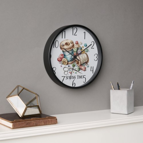 cute sewing time add text  clock
