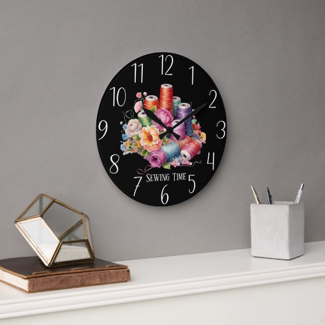 cute sewing time add text  large clock (Office)