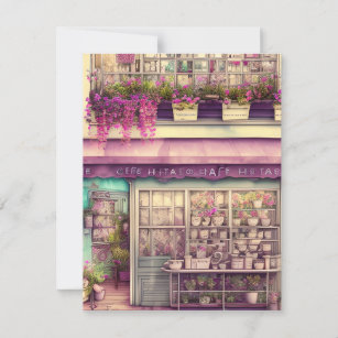 Cute Shabby Chic Coffee Shop Graphic Thank You Card