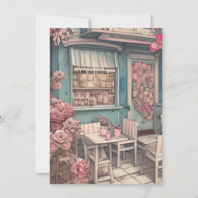 Cute Shabby Chic Coffee Shop Note Card (Front)
