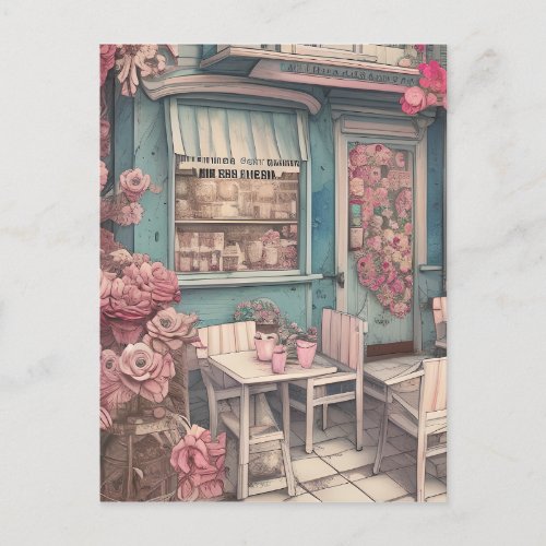 Cute Shabby Chic Coffee Shop Postcard