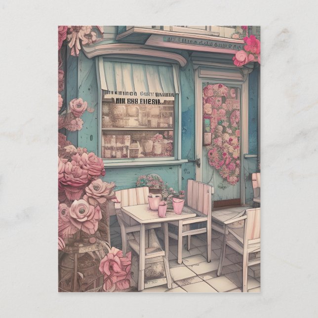 Cute Shabby Chic Coffee Shop Postcard (Front)