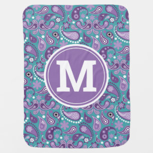 Cute Shabby Chic Purple and blue Paisley Baby Blanket