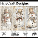 Cute Shabby Chic Snowmen Beige AL8 Decoupage Tissue Paper<br><div class="desc">🖤 Get cozy with this rustic snowman tissue paper design, perfect for adding a warm, earthy touch to your holiday projects. This charming design features three snowmen, each wearing a classic tan top hat and a cozy plaid scarf, all set against a backdrop of weathered wood and illegible vintage handwriting....</div>