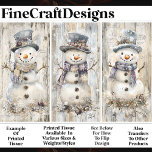 Cute Shabby Chic Snowmen Cool Blue AL7 Decoupage Tissue Paper<br><div class="desc">🖤 Add a touch of frosty fun to your holiday crafts with this charming snowman tissue paper design! Featuring three adorable snowmen dressed in winter attire—complete with cozy scarves, top hats, and seasonal embellishments like berries and snowflakes—this tissue paper is perfect for decoupage, mixed media, and festive gift wrapping. The...</div>