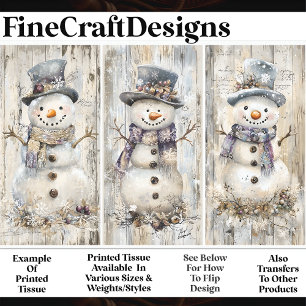 Cute Shabby Chic Snowmen Cool Blue AL7 Decoupage Tissue Paper
