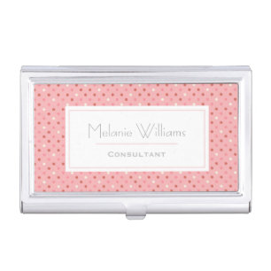 Cute Shades of Pink Dots Personalised Business Card Case