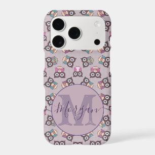 Cute Shades of Purple Owl Pattern iPhone 17 Pro Case