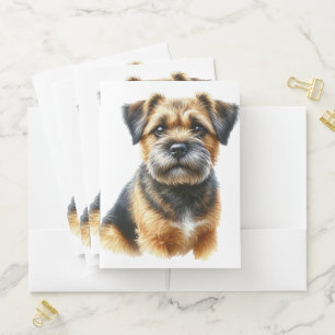 CUTE SHAGGY BORDER TERRIER DOG POCKET FOLDER
