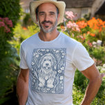 Cute Shaggy Dog in an Old English Garden Tri-Blend Shirt