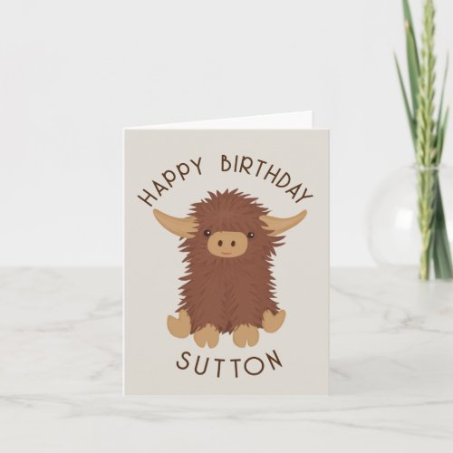 Cute shaggy Highland cow custom Card