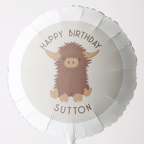 Cute shaggy Highland cow custom design Balloon