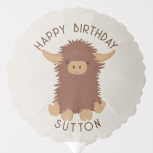 Cute, shaggy Highland cow custom design Balloon