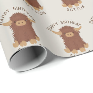 Cute, shaggy Highland cow custom design Wrapping Paper