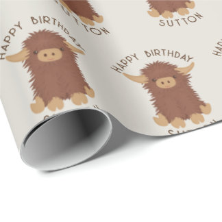 Cute, shaggy Highland cow custom design Wrapping Paper
