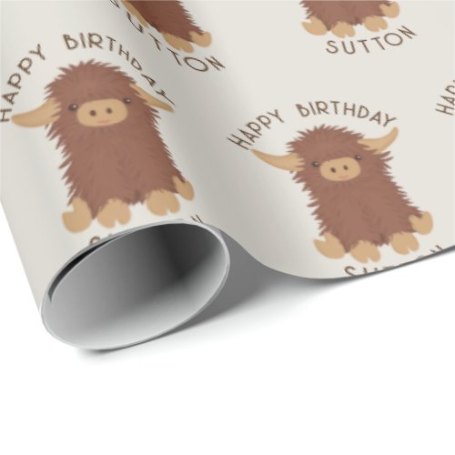 Cute shaggy Highland cow custom design Wrapping Paper
