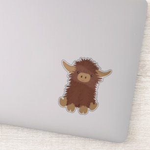 Cute, shaggy Highland cow design Sticker