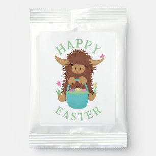 Cute, shaggy Highland cow Easter basket design Lemonade Drink Mix
