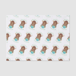 Cute, shaggy Highland cow Easter basket design Tissue Paper