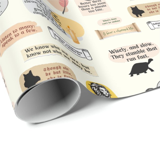 Cute Shakespeare Inspiration Quotes Nerdy Literary Wrapping Paper (Roll Corner)