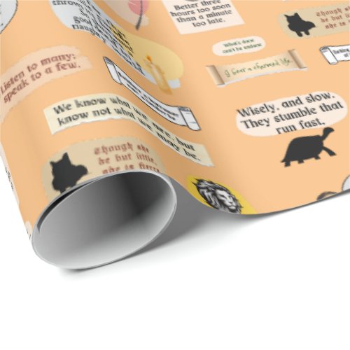 Cute Shakespeare Inspiration Quotes Nerdy Literary Wrapping Paper