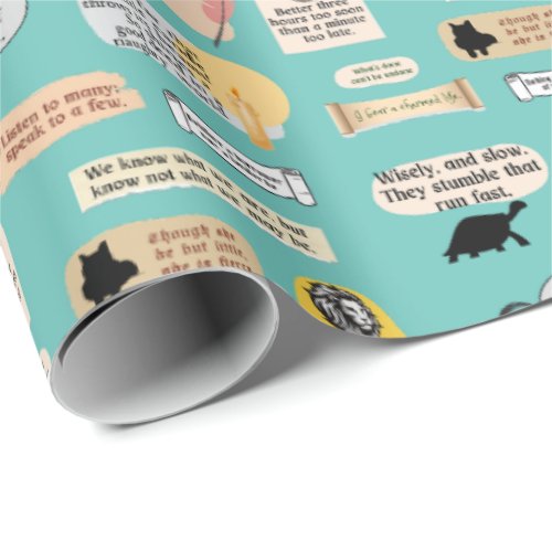 Cute Shakespeare Inspiration Quotes Teal Literary Wrapping Paper