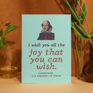 Cute Shakespeare Joy Quote Dark Academia Birthday Card