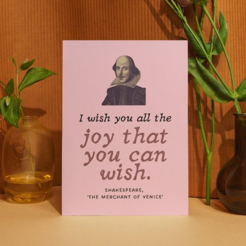 Cute Shakespeare Joy Quote Dark Academia Birthday Card