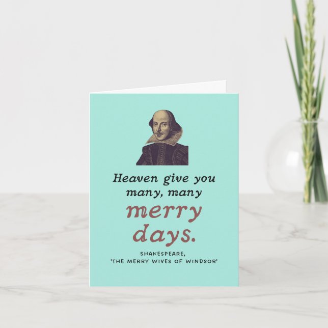 Cute Shakespeare Merry Days Theater Birthday  Card (Front)