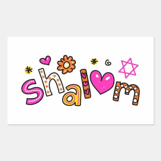 Cute Shalom Greeting Text Expression Rectangular Sticker (Front)