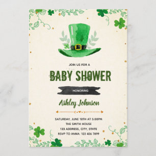 Cute shamrock baby shower invitation