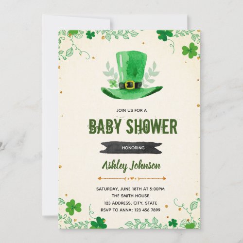 Cute shamrock baby shower invitation