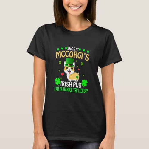 Cute Shamrock Corgi Dog Mom Dad  St Patricks Day  T_Shirt