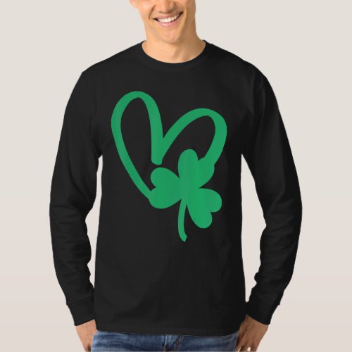 Cute Shamrock Heart St Patricks Day Peace Love Pat T_Shirt