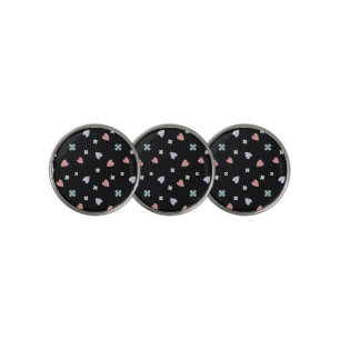 Cute Shamrock Hearts Lucky Love Pattern Golf Ball Marker