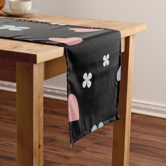 Cute Shamrock Hearts Lucky Love Pattern Short Table Runner (In Situ)