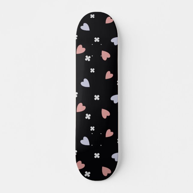 Cute Shamrock Hearts Lucky Love Pattern Skateboard Deck (Front)