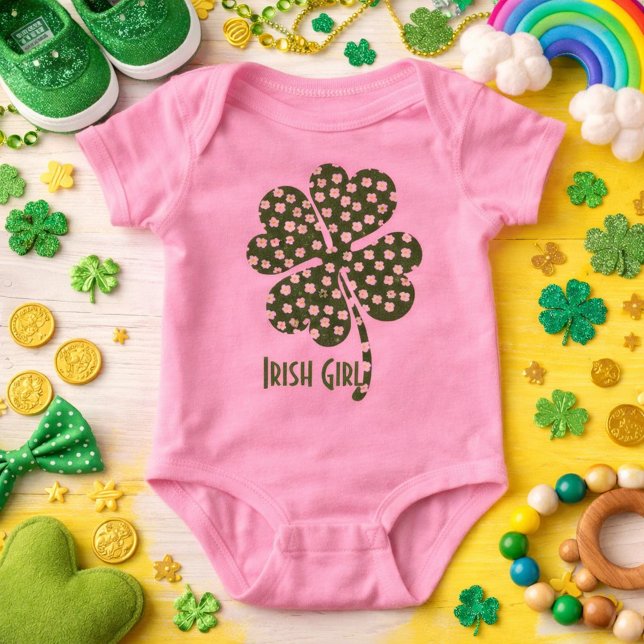 Cute Shamrock Irish Girl Baby Bodysuit (Creator Uploaded)