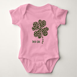 Cute Shamrock Irish Girl Baby Bodysuit