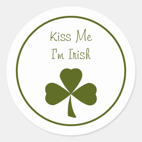 Cute Shamrock Kiss Me Im Irish St Patricks Day Classic Round Sticker