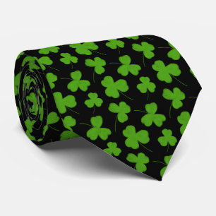 Cute Shamrock Pattern Black Neck Tie