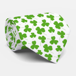Cute Shamrock Pattern White Neck Tie