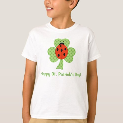 Cute Shamrock Polka dots St Patricks Day ladybug T_Shirt