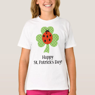 Cute Shamrock Polka dots St. Patricks Day ladybug T-Shirt