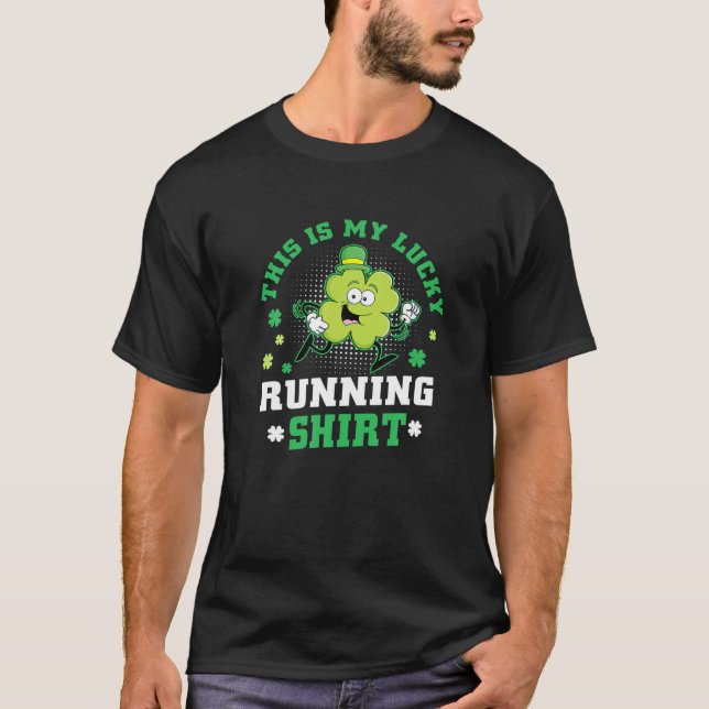 Cute Shamrock Running St Patricks Day Lucky Runnin T-Shirt (Front)