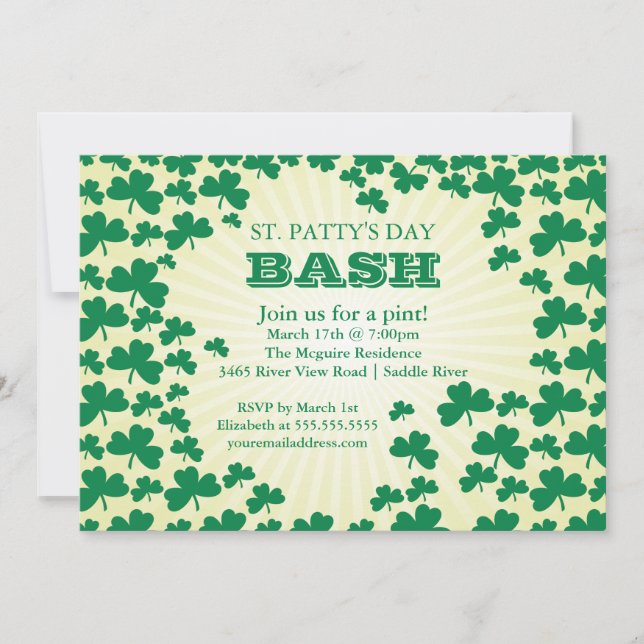 Cute Shamrock St. Patrick's Day Party Invitation (Front)