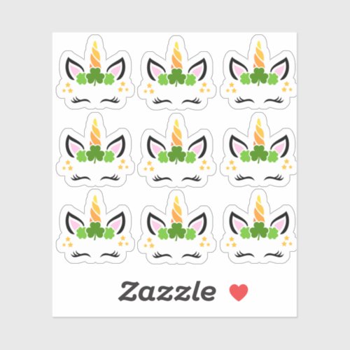 Cute Shamrock Unicorn Stickers