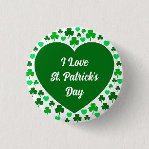 Cute Shamrocks and Hearts Green St. Patrick's Day Button