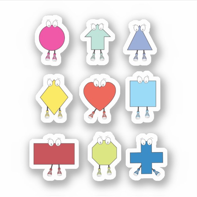 Cute Shape Characters Illustration Design Sticker (Front)